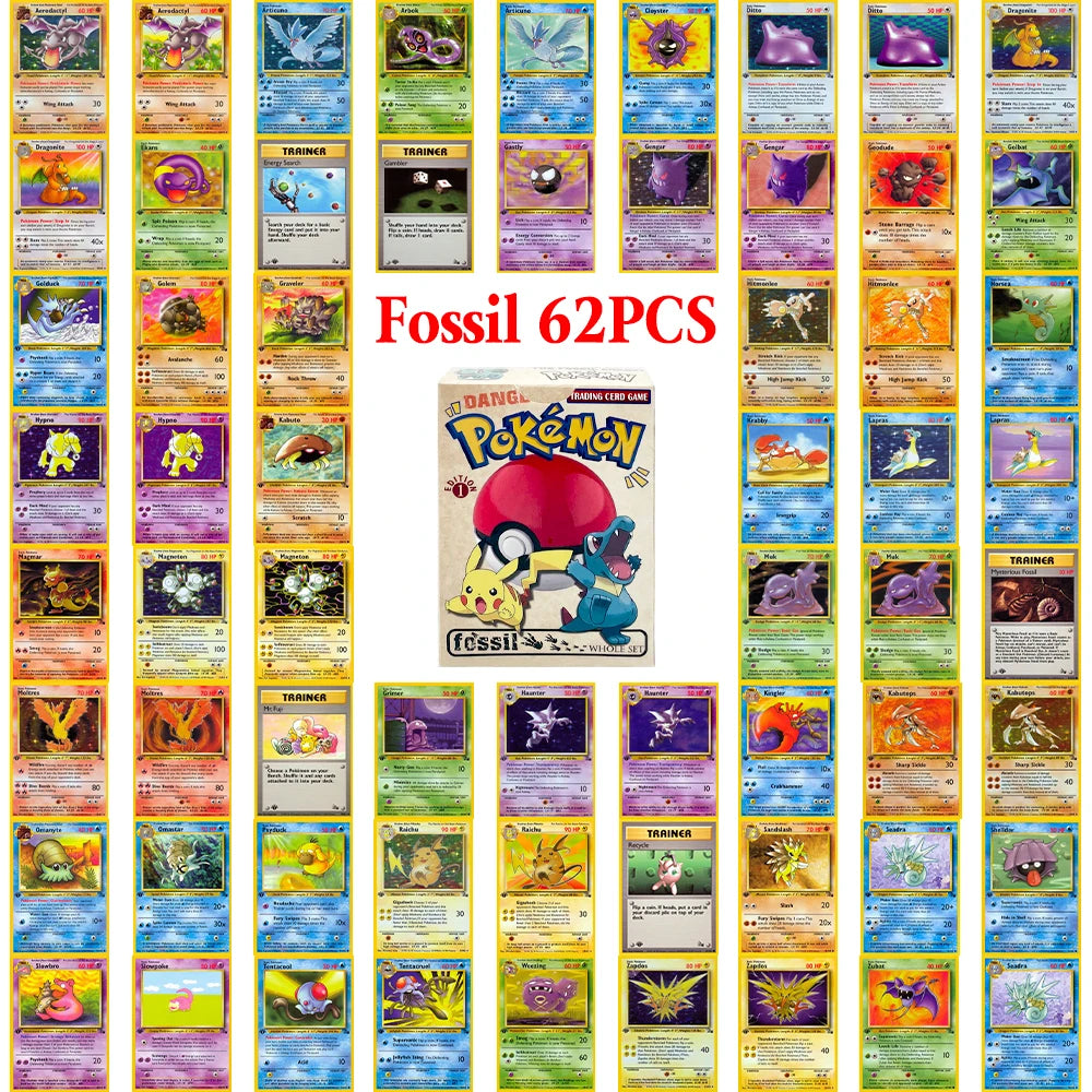 Pokémon Fossil Booster Box TCG 1st Edition 36 Pack Aerodactyl Lapras Zapdos Pack Base Jungle Box Proxy Toys Collector's Cards
