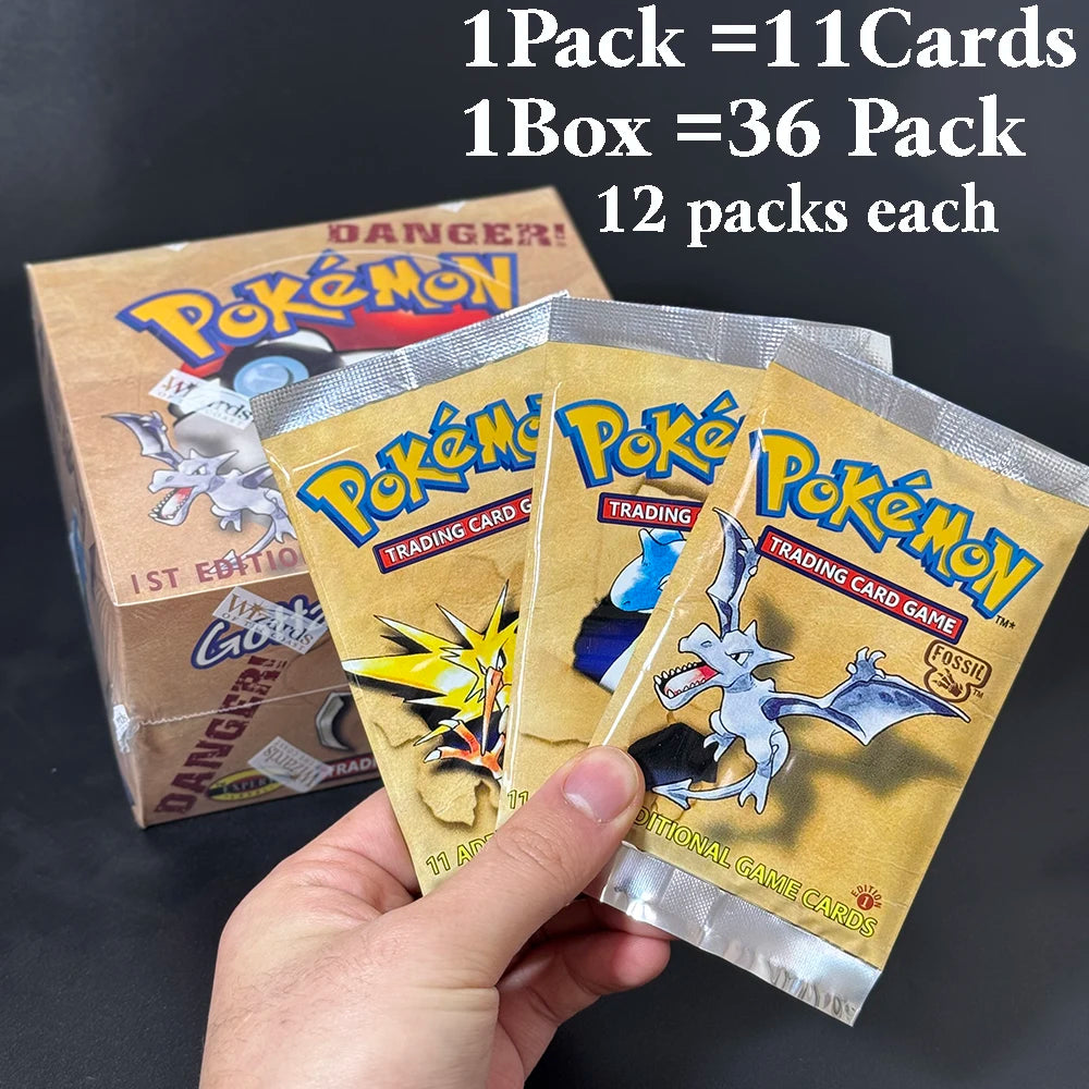 Pokémon Fossil Booster Box TCG 1st Edition 36 Pack Aerodactyl Lapras Zapdos Pack Base Jungle Box Proxy Toys Collector's Cards